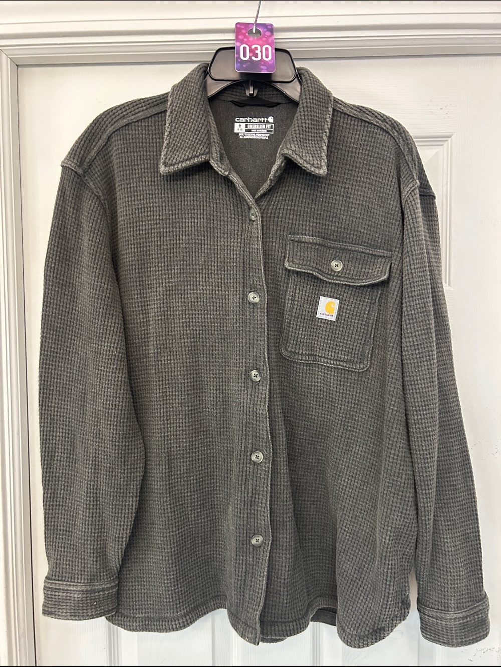 Carhartt Women’s Charcoal Waffle Knit Button-Down Shirt